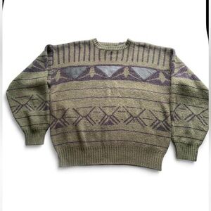 Men's Olive Patterned Sweater